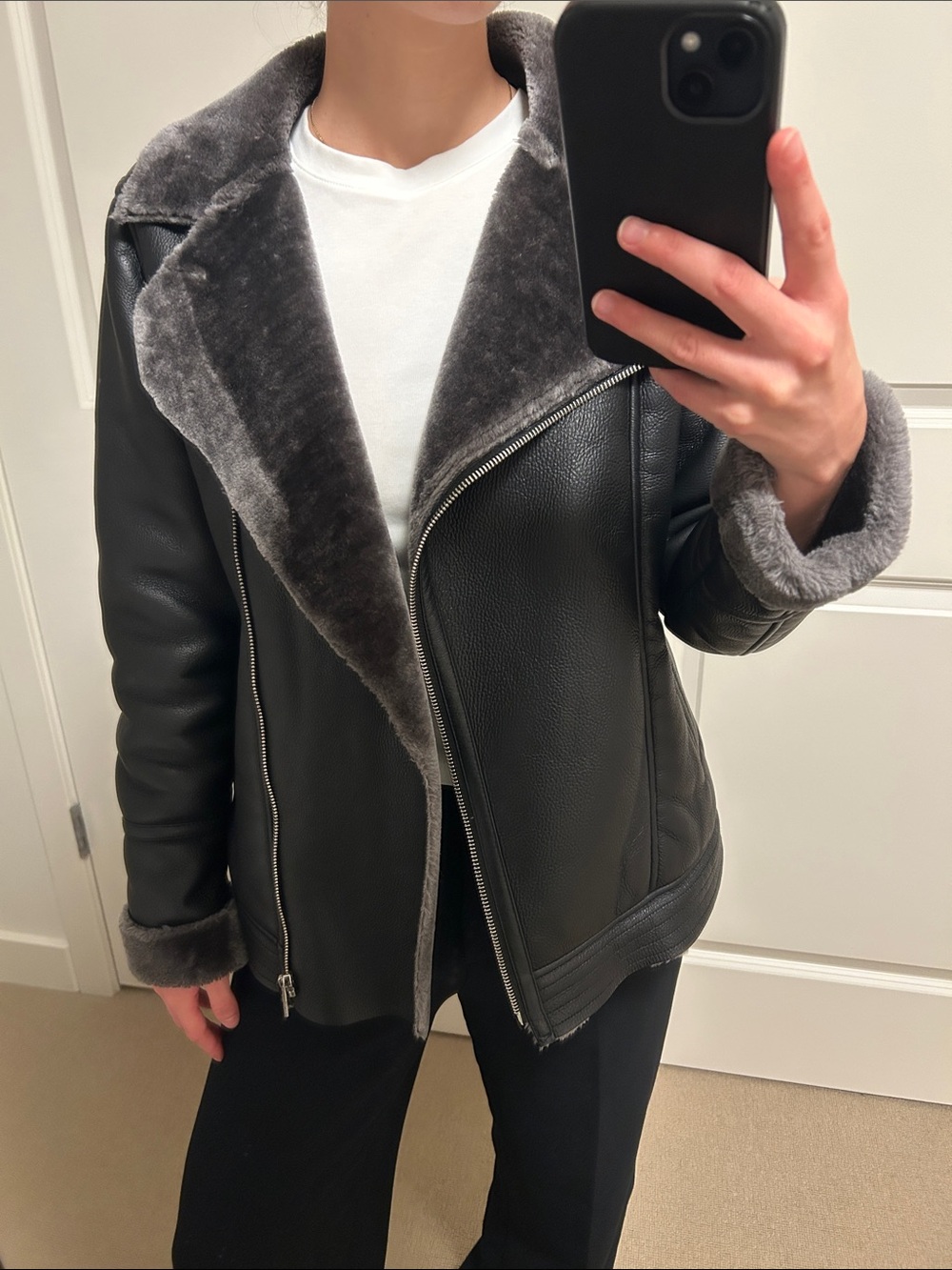 Sherpa Lined Leather Jacket